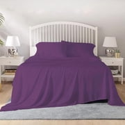 800 Thread Count 100% Egyptian Cotton Sheet Set, 4 Pc Set, Sateen Weave,Soft Luxury Bedding, Fits Upto 15" Inch Deep Pocket (Plum Solid, King Size)