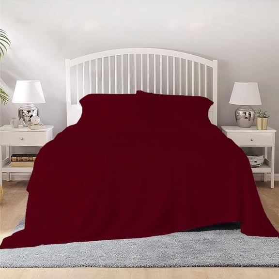 800 Thread Count 100% Egyptian Cotton Sheet Set, 4 Pc Set, Sateen Weave,Soft Luxury Bedding, Fits Upto 15" Inch Deep Pocket (Burgundy Solid, King Size)