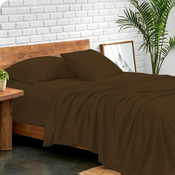 800 Thread Count 100% Egyptian Extra Long Staple Cotton Sheet Set, 4 Pc Set, Sateen Weave, Hotel Collection Soft Luxury Bedding, Fits Upto 15" Inch Deep Pocket (Chocolate Solid, King Size)