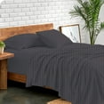 thumbnail image 1 of 800 Thread Count 100% Egyptian Extra Long Staple Cotton Sheet Set, 4 Pc Set, Sateen Weave, Hotel Collection Soft Luxury Bedding, Fits Upto 15" Inch Deep Pocket (Dark Grey Stripe, Full Size), 1 of 8