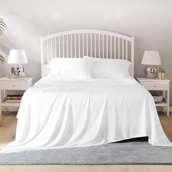 800 Thread Count 100% Egyptian Cotton Sheet Set, 4 Pc Set, Sateen Weave,Soft Luxury Bedding, Fits Upto 15" Inch Deep Pocket (White Solid, King Size)