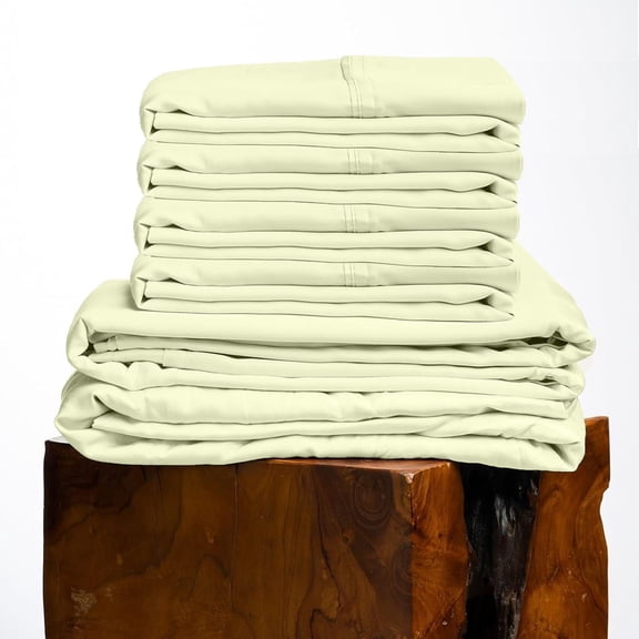 800 Thread Count, 100% Giza Egyptian Cotton Bedding Set, 6-PC Sheets Set, 30 Inch Deep Pocket of Fitted Sheet, Soft Sateen Weave Breathable - Ivory, Twin