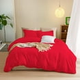 thumbnail image 1 of 800 Thread Count 3-PCs Duvet Set Soft & Cozy 100% Egyptian Cotton | Zipper Closure & Corner Ties | ( 1 Duvet Cover & 2 Pillow Shams ) ( Oversized King,{120"x98"} Solid Red ), 1 of 5