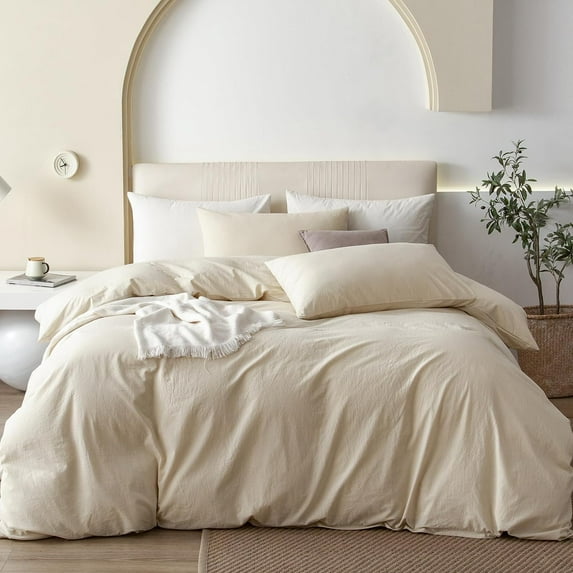 800 Thread Count 3-PCs Duvet Set Soft & Cozy 100% Egyptian Cotton | Zipper Closure & Corner Ties | ( 1 Duvet Cover & 2 Pillow Shams ) ( Super King,{98"x108"} Solid Beige )