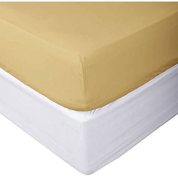800 Thread Count 3 Piece (1- Fitted Sheet + 2- Pillow cover) Quality 12 Inch Deep Pocket 100% Egyptian Cotton Color Gold Solid Size King