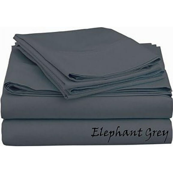 800- Thread- Count { 4 PC } Nice Quality Sheet Set { Available in 4 Sizes & 15 Colors } - Queen Size - Solid Colors { Dark Grey } with Deep Pocket 15" Inches