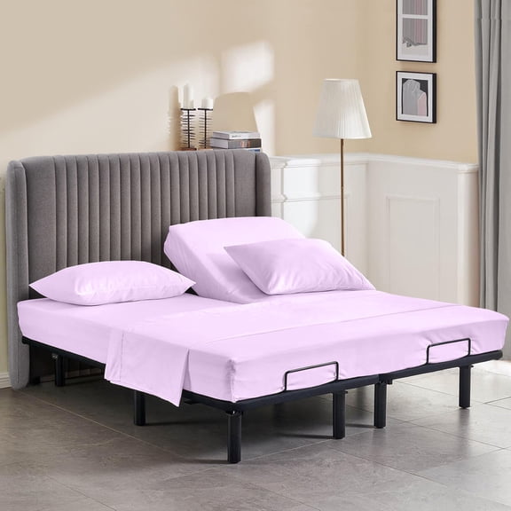 800 Thread Count California King Size 30" Split Top Flex Head Sheet Set – 100% Egyptian Cotton, 15" Deep Pockets, Adjustable Bed, 4-Piece Set Color Lavender Solid