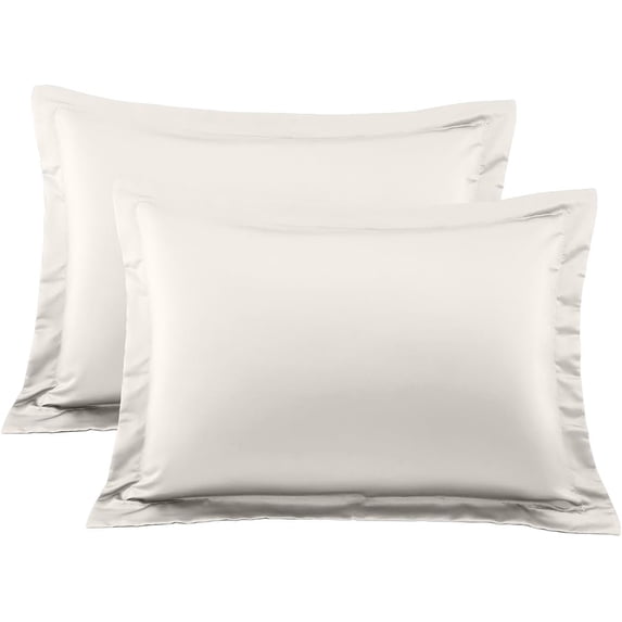 800 Thread Count Egyptian Cotton 2-Piece Pillow Sham Set with Flanged Border, Standard Size (20" x 26") Silver Grey Solid