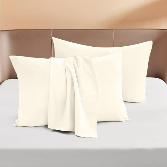 800 Thread Count Egyptian Cotton 2-Piece Pillowcase Set with Envelope Closure, Queen Size (20" x 30") Ivory Solid