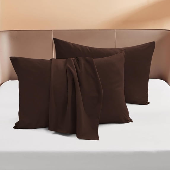 800 Thread Count Egyptian Cotton 2-Piece Pillowcase Set with Envelope Closure, Standard Size (20" x 26") Chocolate Solid