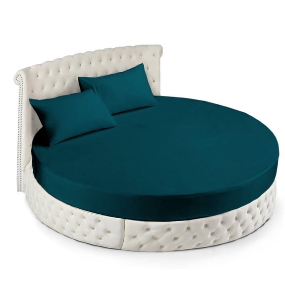 800 Thread Count Egyptian Cotton Round Bed Sheet Set - 96" diameter with 15" Deep Pocket - Teal Solid - Luxury Softness & Durability