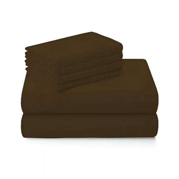 800 Thread Count Egyptian Cotton Sheet Set, 4 Pc Sateen Weave Luxury Bedding, Full Size Chocolate Solid with 21 Inch Deep Pocket Fitted Sheet