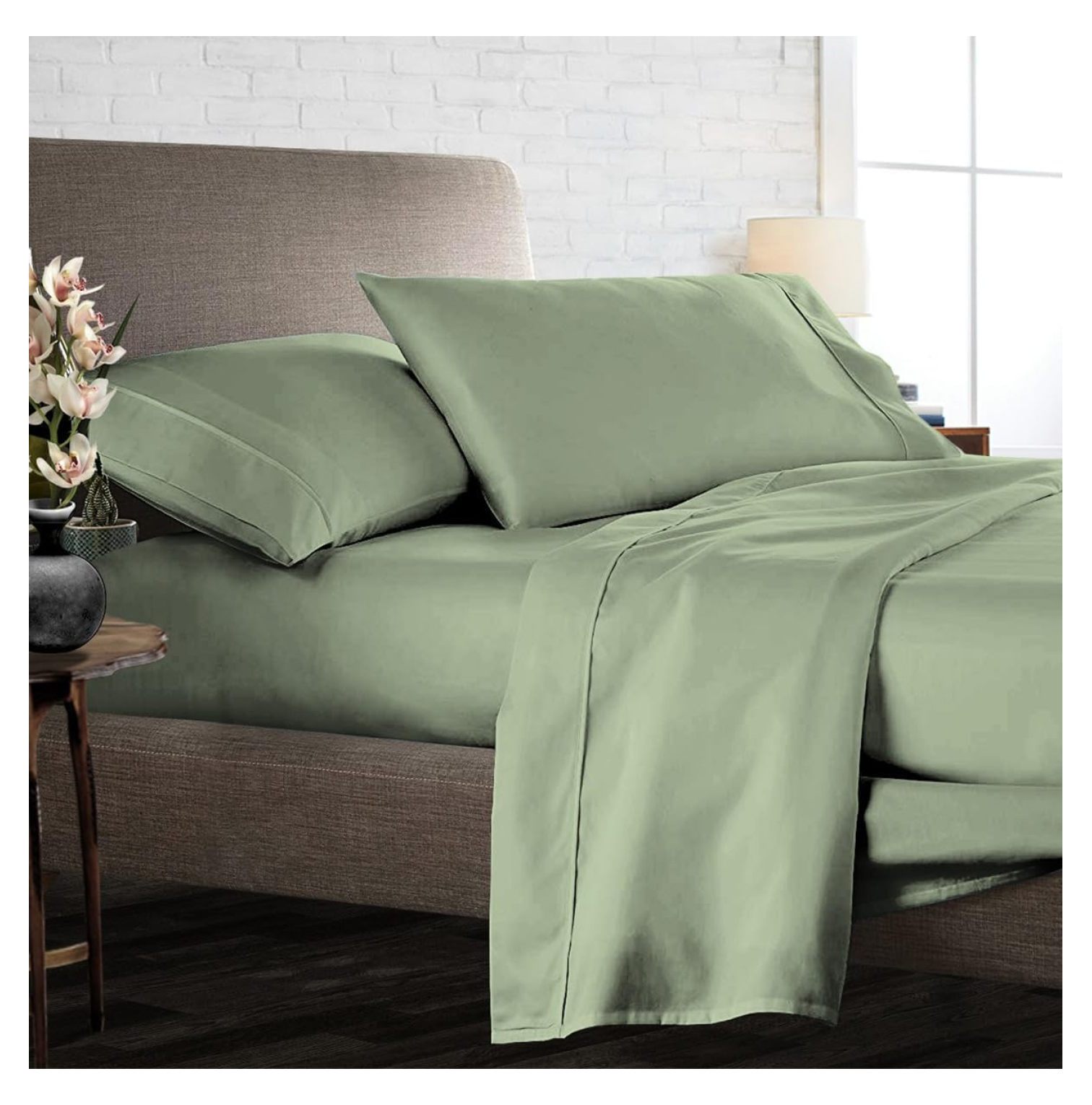 800 Thread Count Moss Full XL Size Egyptian Cotton Solid Sheet Set of 4