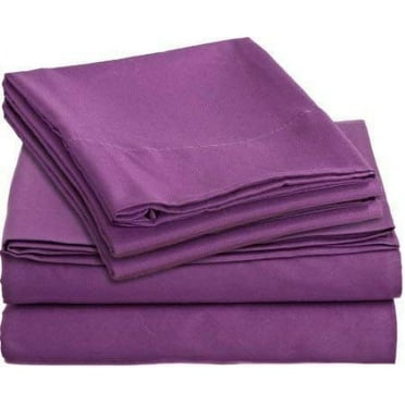 800-Thread-Count Night Sweats Ultra Soft and Breathable Bedding 100% Egyptian Cotton Sheet Set Full Size Fits 16-18 Inches Deep Pocket ( Solid, Eggplant )