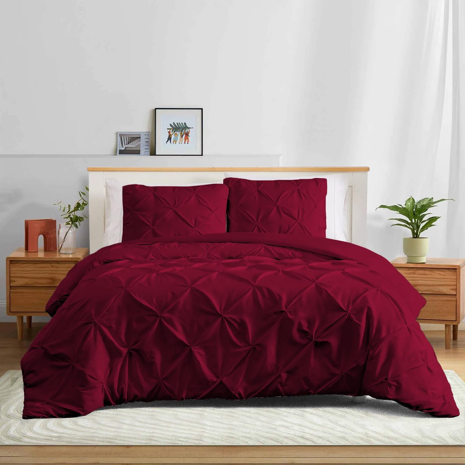 3-Piece Bed Runner Set California King - 100% Cotton 800 Thread Count Pinch Pleated