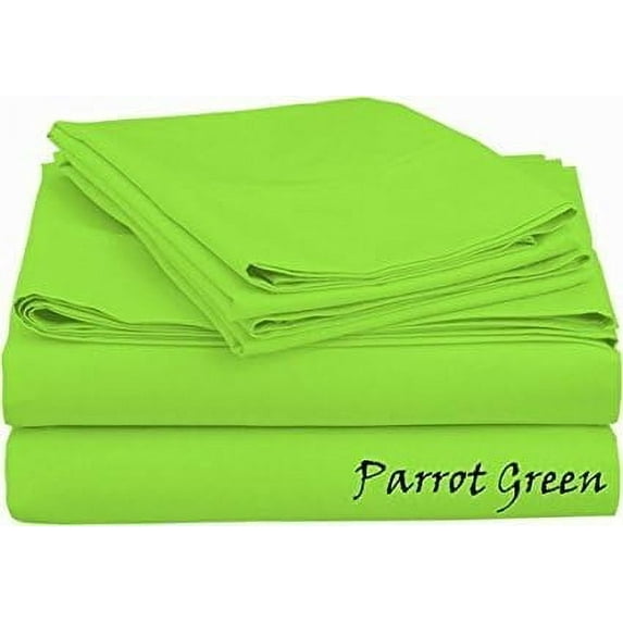 800 Thread Count Sheet Set !! 100 % Egyptian Cotton Complete Sets !! SOLID COLORS - King Size - Solid Colors { Parrot Green } Depth Pocket 12" Inches By KM LINEN