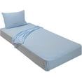 thumbnail image 1 of 800 Threat Count 100 % Egyptian Cotton 4-Pcs Sheets for Cot Bunk Bed-Perfect for Narrow Twin/Cot Size/Rv Bunk/Guest Bed Replacement Deep 15-Inch Color Light Blue Solid Cot Size Sheets- 30" X 80", 1 of 5