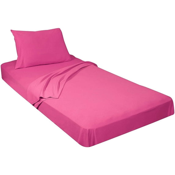 800 Threat Count 100 % Egyptian Cotton 4-Pcs Sheets for Cot Bunk Bed-Perfect for Narrow Twin/Cot Size/Rv Bunk/Guest Bed Replacement Deep 5-Inch Color Hot Pink Solid Cot Size Sheets- 32" X 75"