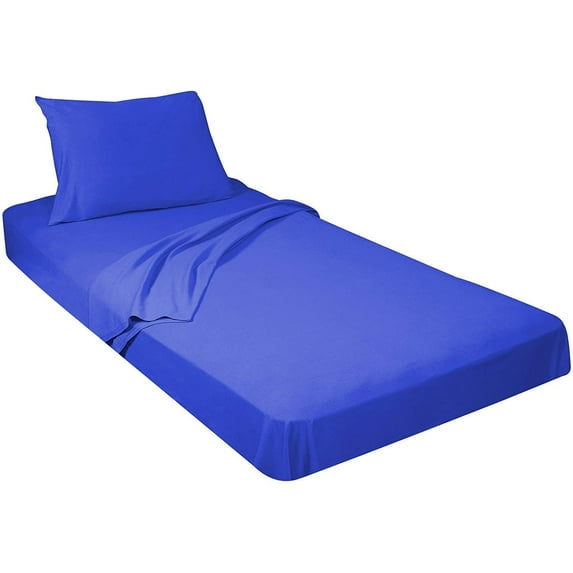 800 Threat Count 100 % Egyptian Cotton 4-Pcs Sheets for Cot Bunk Bed-Perfect for Narrow Twin/Cot Size/Rv Bunk/Guest Bed Replacement Deep 7-Inch Color Royal Blue Solid Cot Size Sheets- 28" X 75"