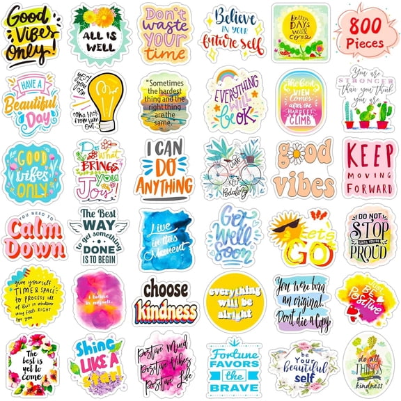 800 count Inspirational Quote Stickers, 40 Sheets Affirmation | Motivational Stickers for Teens Teachers, For Envelope Seal, Thank You Card, Christmas Card, Box