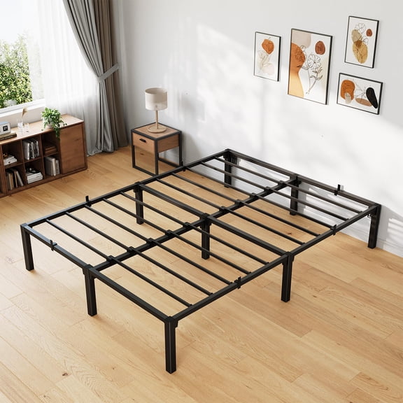 800 lbs Heavy Duty Metal Platform Bed Frame Queen Size, No Box Spring, Easy Assembly