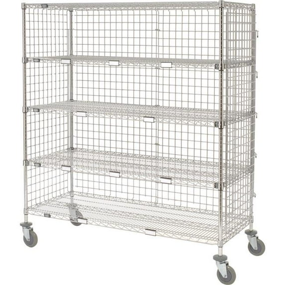800 lbs Nexel Enclosed Wire Exchange Truck with 5 Wire Shelves - 48 x 18 x 69 in.