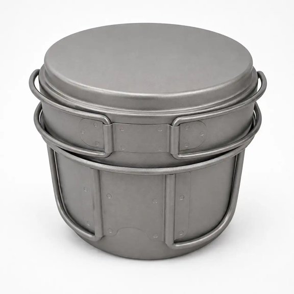 800 ml titanium camping pot with frying pan lid, ultralight backpacking cookware cup with folding handles for camping, hiking, backpacking, and outdoor cooking