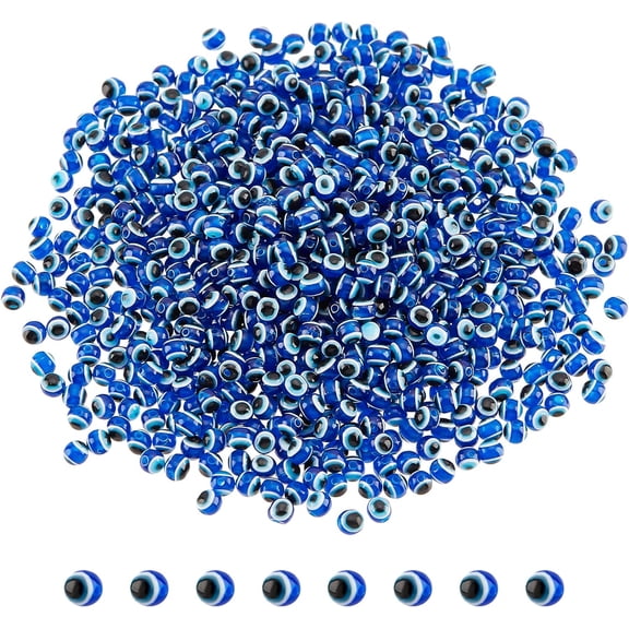 800 pcs 4mm Resin Evil Eye Beads Evil Eye Charms Blue Handmade Round Evil Eye Beads Spacer Beads for DIY Necklace Bracelets Jewelry Making