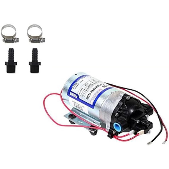 8000-543-238 Automatic-Demand 12V Diaphragm Pump with Male 3/8" Hose Barb Kit (Bundle, 2 Items)