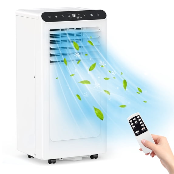 8000 BTU Portable Air Conditioner – 3-in-1 AC Unit: Cooling, Dehumidifier & Fan – Quiet, Remote, 24H Timer, Window Kit, Cools Up to 350 Sq.Ft – Black Control Panel