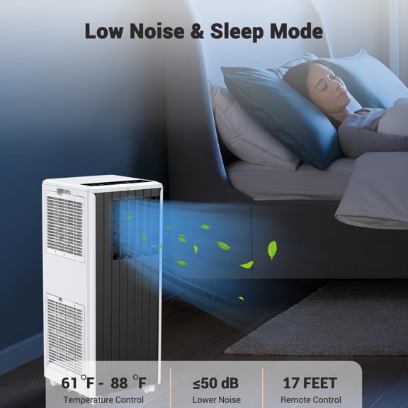 8000 BTU Portable Air Conditioner – 3-in-1 Cooling Unit with Remote Control, Quiet Operation for Rooms up to 350 Sq. Ft.