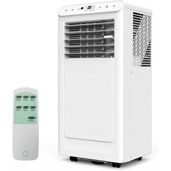 8000 BTU Portable Air Conditioner 3-in-1 Quiet AC Dehumidifier Fan 24H Timer Sleep Mode Remote for Home Bedroom Office - White