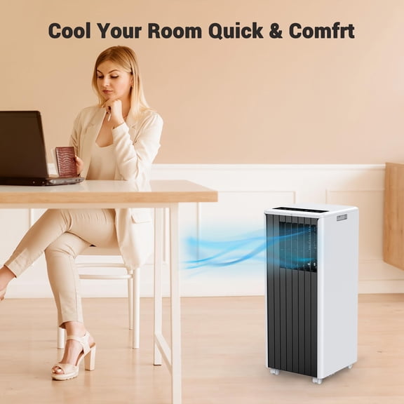 8000 BTU Portable Air Conditioner, Compact & Quiet 3-in-1 Indoor AC Combining Cooling, Dehumidification, Fan Mode, 24H Timer, Remote Control & Complete Window Kit, Cools Areas Up to 350 Sq ft