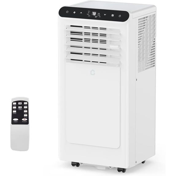 8000 BTU Portable Air Conditioner, Cools 350 Sq.Ft. Quiet 48dB AC Unit with Dehumidifier, Fan & Sleep Modes, 24H Timer, Remote Control & Window Kit, DOE Certified CEER 6.2, White+Black Panel