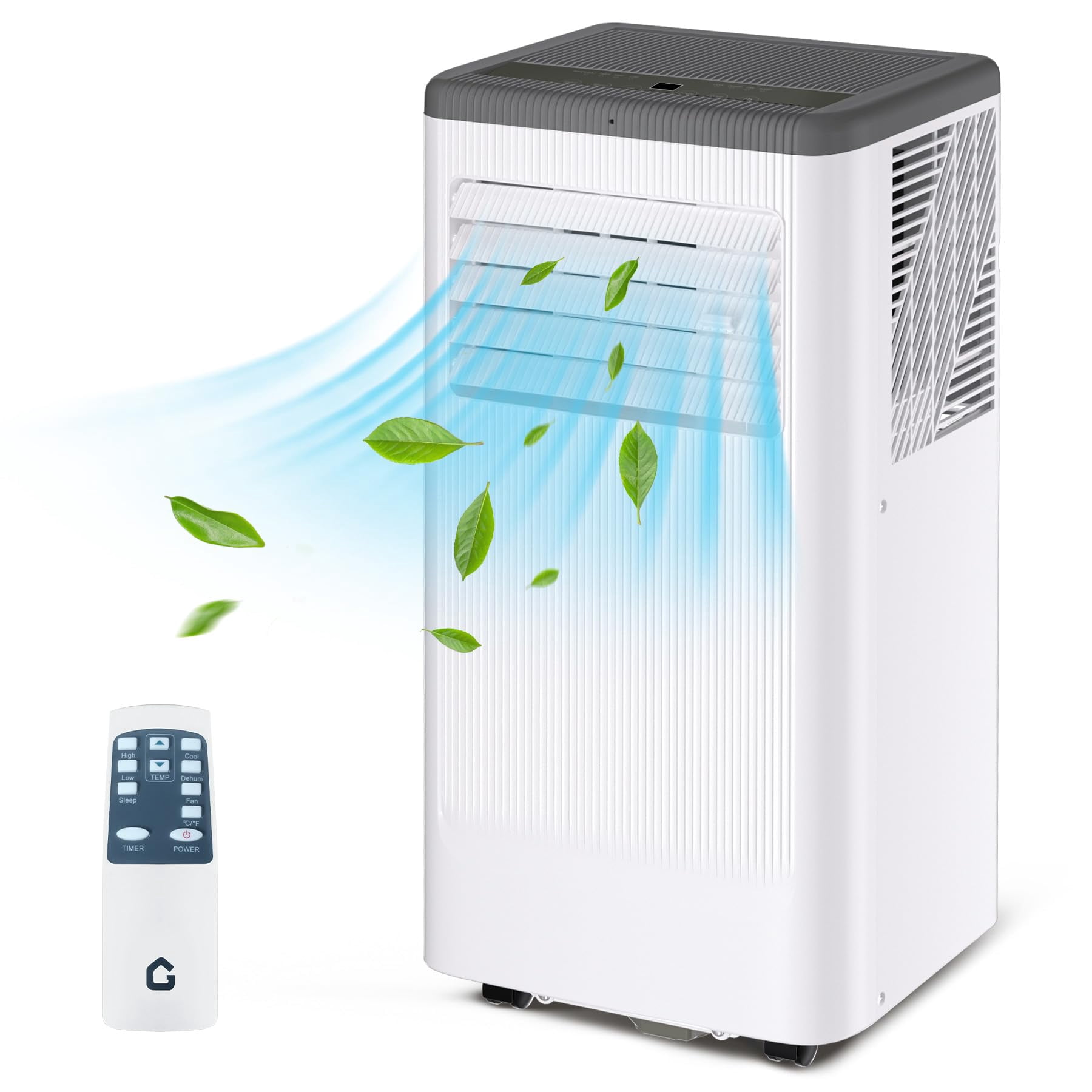 8000 BTU Portable Air Conditioner with Wheels, Portable AC Unit with Remote, Indoor Air Conditioner for Room 420 Sq.ft, Cooling/Fan/Dry Modes, Low