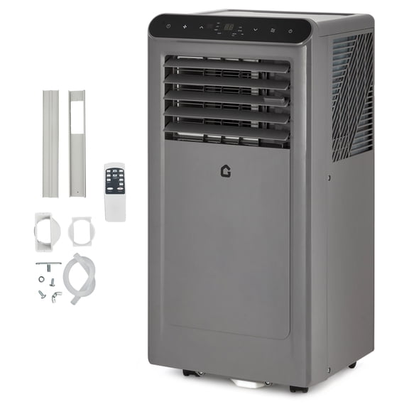 8000 BTU Portable Air Conditioner for Rooms Up to 350 Sq.Ft, 3-in-1 AC Unit with Dehumidifier & Fan Mode, Includes Window Installation Kit, Gray