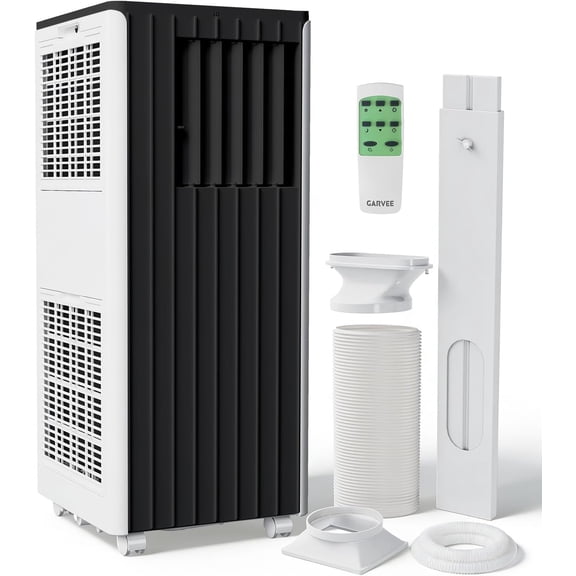8000 BTU Portable Air Conditioners, 3-in-1 Cooling, Dehumidifier & Fan for Rooms Up to 350 Sq. Ft, Low Noise 51dB, 24H Timer, Includes Window Kit & Exhaust Hose, All Black Design