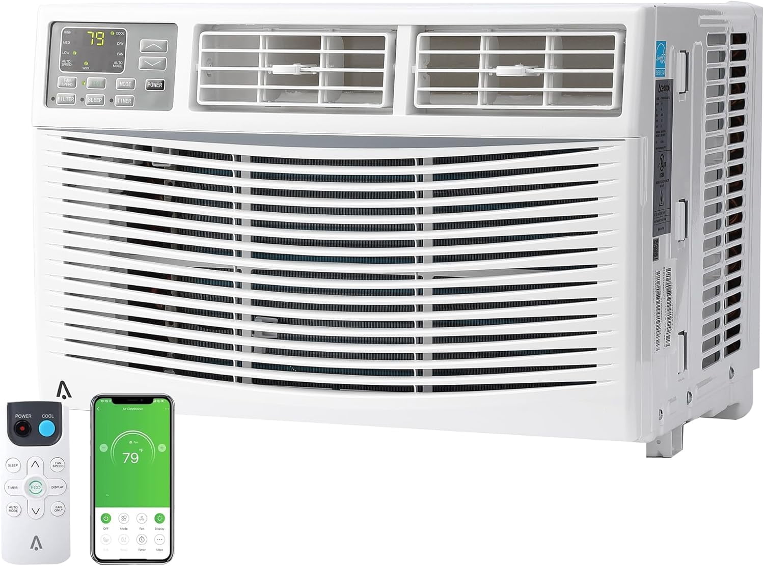 8000 BTU Smart Window Air Conditioner with WiFi & App Control, 110-115V ...