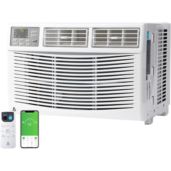 8000 BTU Smart Window Air Conditioner with WiFi & App Control, 110-115V AC Unit Cools Up to 350 Sq Ft, Ultra Quiet AC with Alexa Voice Control, 24H Timer, Energy Saving Window AC