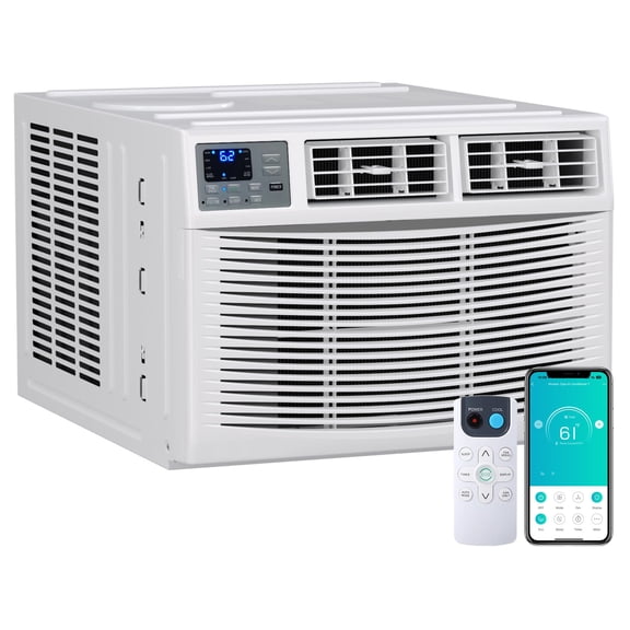 8000 BTU Window AC with Heater, 115V WiFi Smart Unit, Cools & Heats 350 Sq. Ft, App & Voice Control
