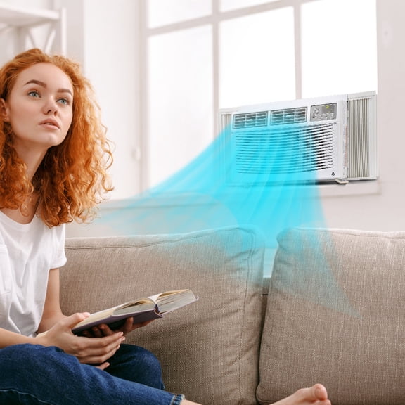 8000 BTU Window Air Conditioner Unit with Remote Control, Cools Rooms Up to 350 Sq ft, Energy Efficient, Energy Efficient, Cool/Fan/Dehumidifier Modesoom, for Home, Coffice