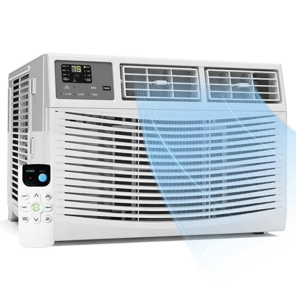 8000 BTU Window Air Conditioner with Remote: 350 sq. ft. Cooling Capacity, Intelligent LED Display Screen