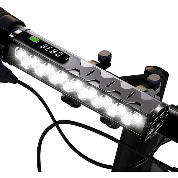 8000 Lumen Bike Light, 5 LEDs USB Rechargeable Bicycle Light, Super Bright Bike Lights for Night Riding, Bike Headlight with Power Bank Function and 4 Light Modes