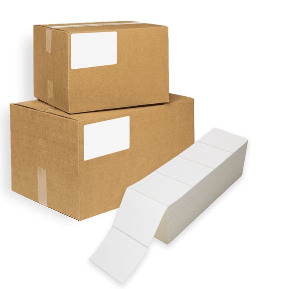 Thermal Transfer Fanfold Labels Perforated Self-Adhesive White 8000 count 4 in x 3 in