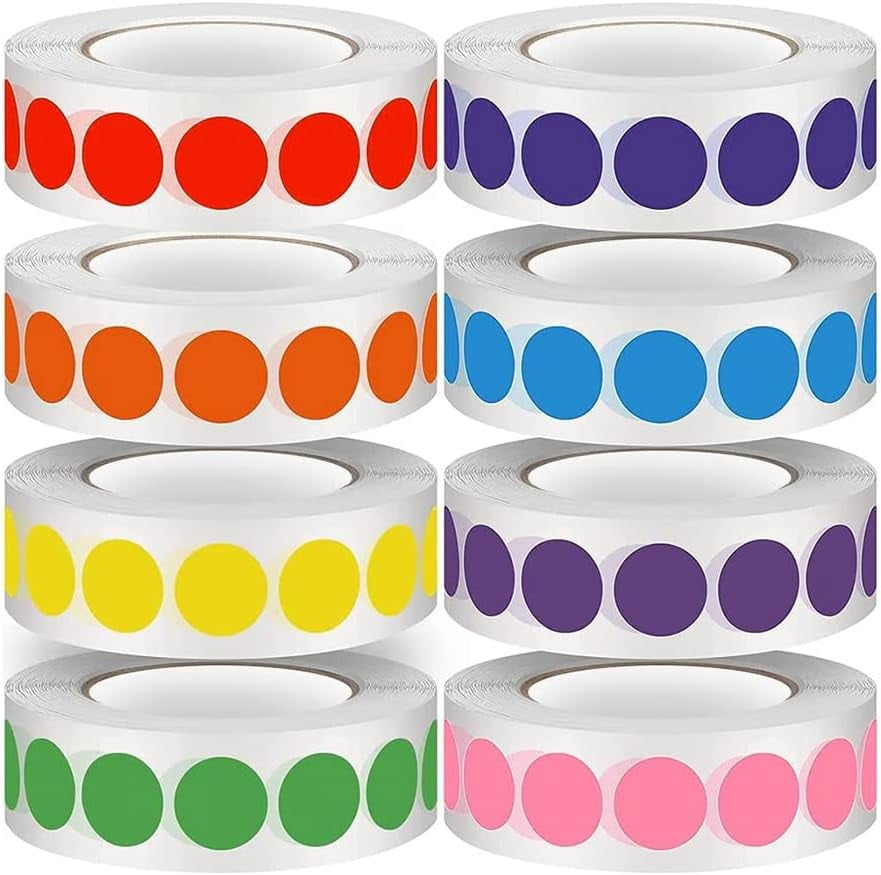 8000 Pieces 1/2 Inch Dot Sticker Color Coded Labels, Color Coded