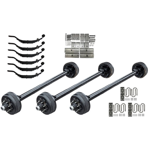 8000 lb TK Triple Axle Kit with Suspension - 24K Capacity 9/16" Studs, 95" Hubface 78" Spring Center