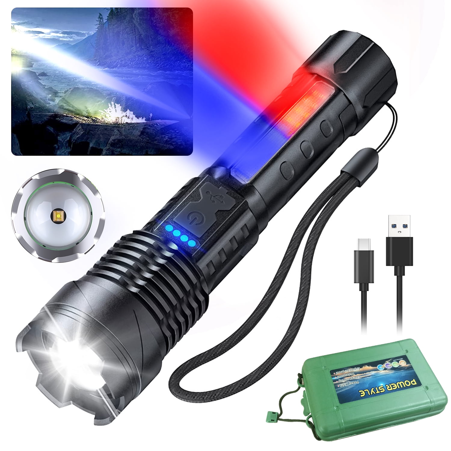 Super Bright 999000000 LM LED Torch Tactical Flashlight Lantern  Rechargeable US