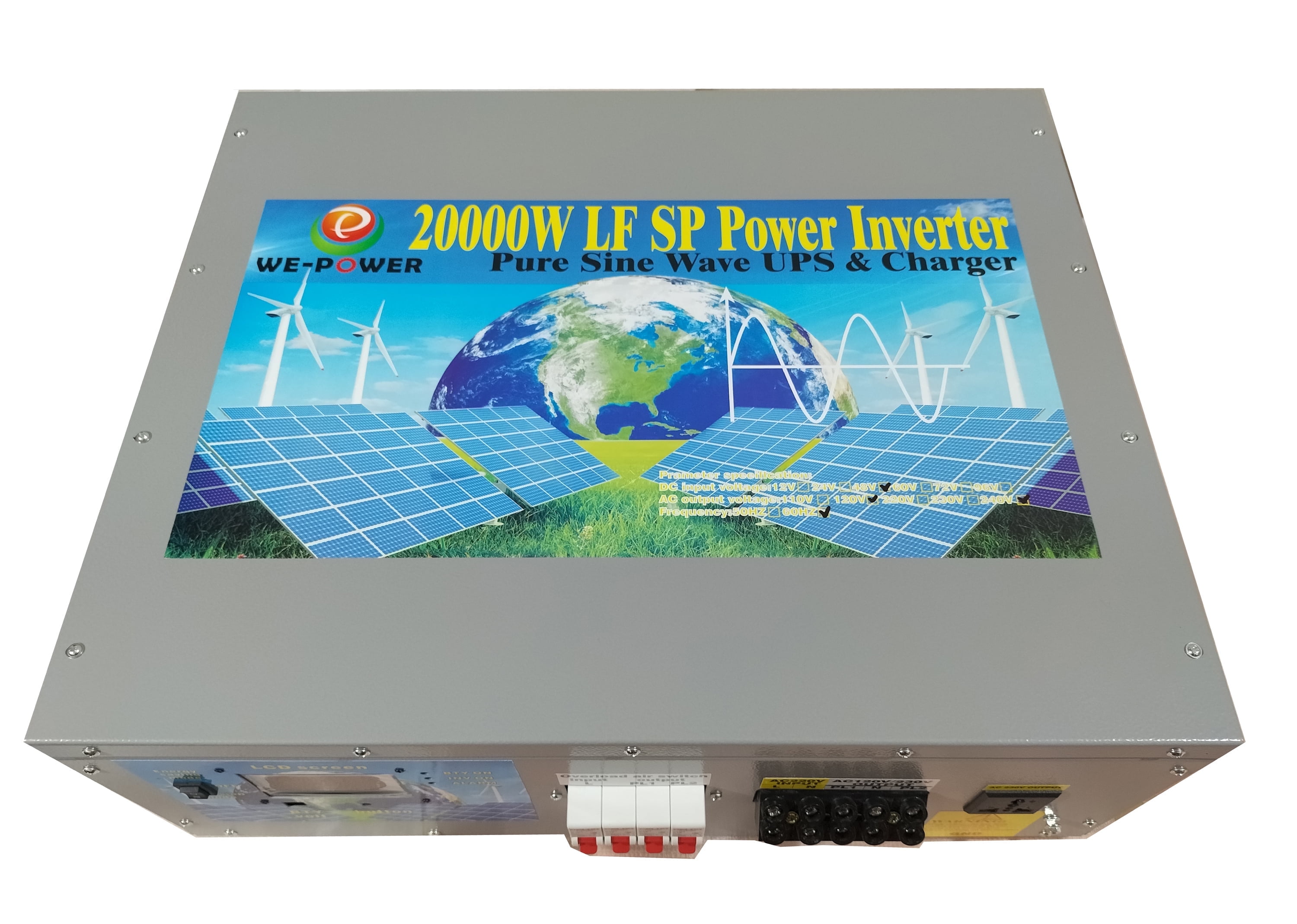 80000W Peak 20000W Power Inverter (10000W 110V Or 10000W 220V) Low Frequency Split Phase Pure Sine Wave Solar Converter 24V DC To 110V,220V AC 60Hz Frequency With UPS / Battery Charger / LCD Display