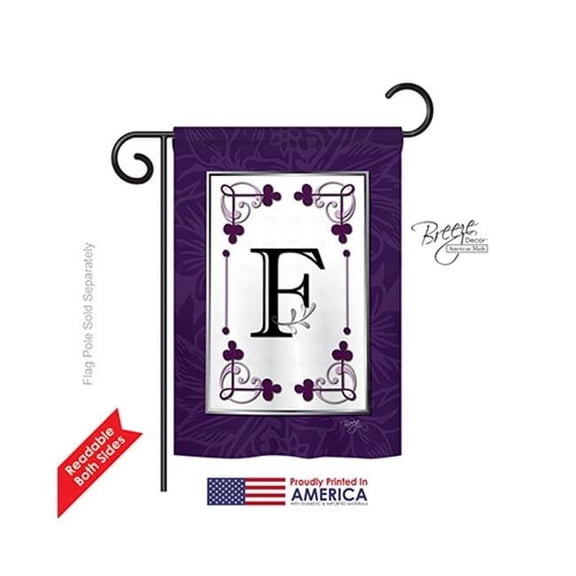 80006 Classic F Monogram 2-Sided Impression Garden Flag 13 x 18.5 in.