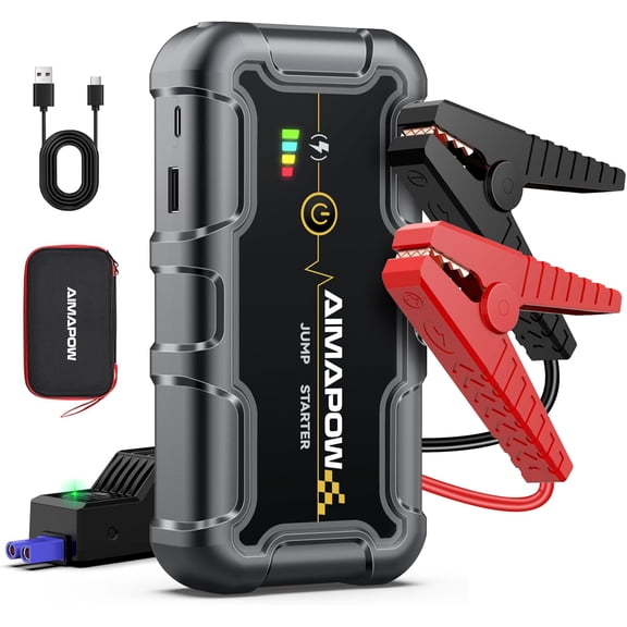 8000A 160PSI Jump Starter with Air Compressor, 12V Car Battery Jump Starter Power Bank(All Gas/12L Diesel), Car Starter with LED Flashlight, Force Start, Jump Pack with Jump Leads